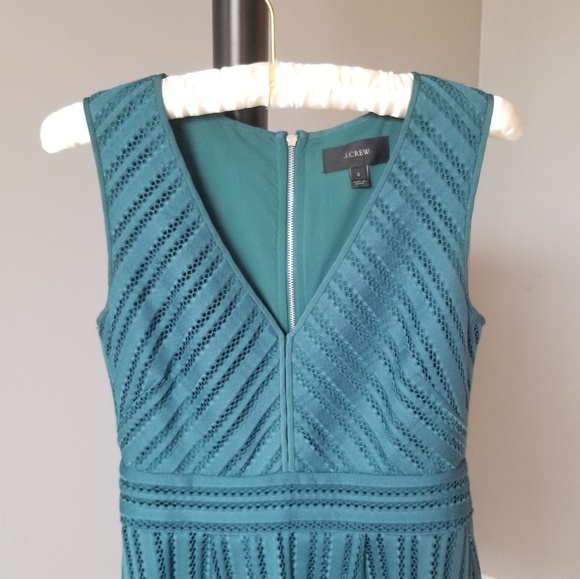 J. Crew Striped Eyelet Dress in Green Size 2 - Picture 3 of 7